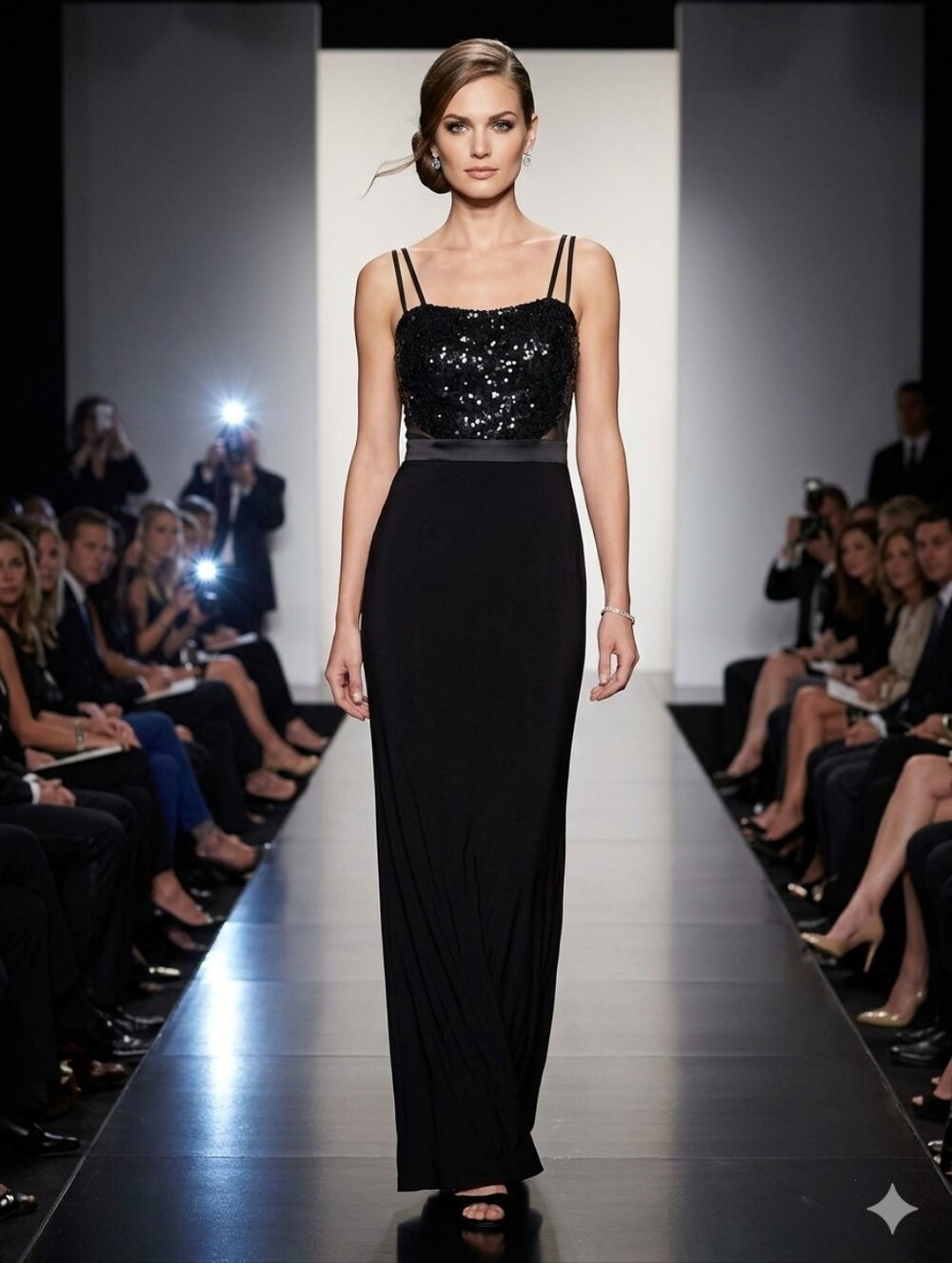 Ashley Stewart Black Sequin Bodice Maxi Dress